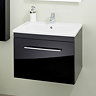 RAK - Lola Wall Hung Drawer Cabinet with Ceramic Basin - Glossy Black Feature Large Image
