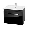 RAK - Lola Wall Hung Drawer Cabinet with Ceramic Basin - Glossy Black Large Image