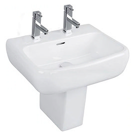 RAK Metropolitan 42cm Basin 2TH with Half Pedestal Large Image