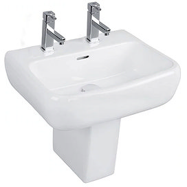 RAK Metropolitan 52cm Basin 2TH with Half Pedestal Large Image