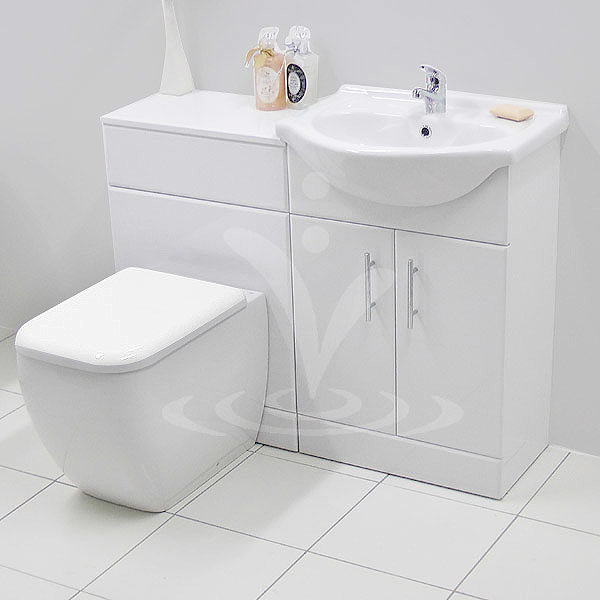 RAK Metropolitan 1050mm Vanity Unit Cloakroom Suite (Gloss White - Depth 300mm) Large Image