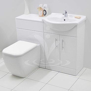 RAK Metropolitan 1050mm Vanity Unit Cloakroom Suite (Gloss White - Depth 300mm) Profile Large Image