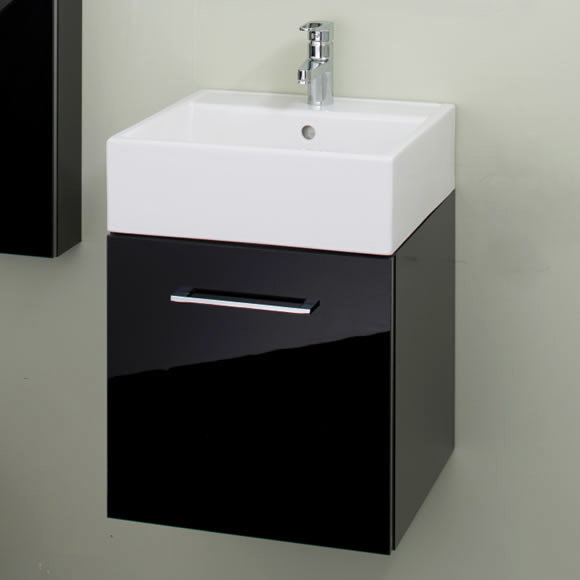 RAK - Nova Wall Hung Drawer Cabinet with Ceramic Basin - Glossy Black Profile Large Image