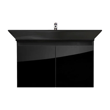 RAK - Opulence 1000mm Wall Hung Cabinet with Basin & Porcelain Waste - Black Gloss Profile Large Image