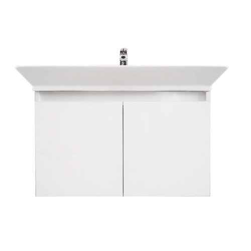 RAK - Opulence 1000mm Wall Hung Cabinet with Basin & Porcelain Waste - White Gloss Large Image