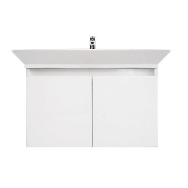 RAK - Opulence 1000mm Wall Hung Cabinet with Basin & Porcelain Waste - White Gloss Profile Large Image