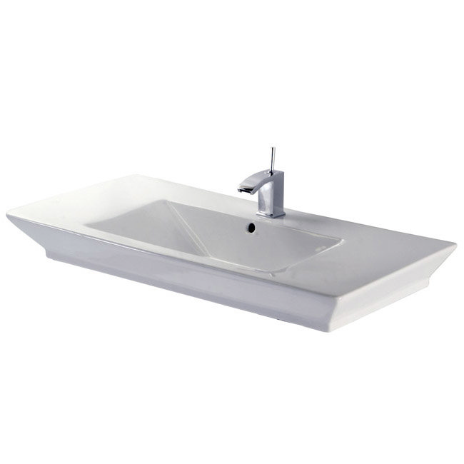 RAK - Opulence 100cm His counter top basin with porcelain waste - White Large Image
