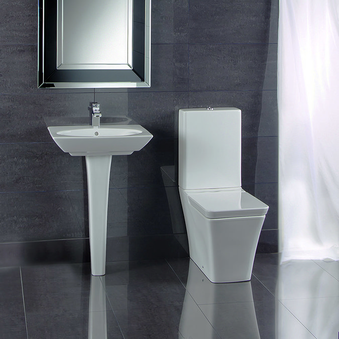 RAK Opulence 4-Piece Set -Toilet & 58cm Hers Basin - 1TH - White Large Image