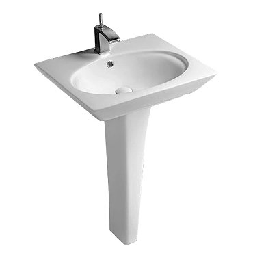 Rak Opulence 58cm Her Wash Basin with Full Pedestal - 1TH - White Profile Large Image
