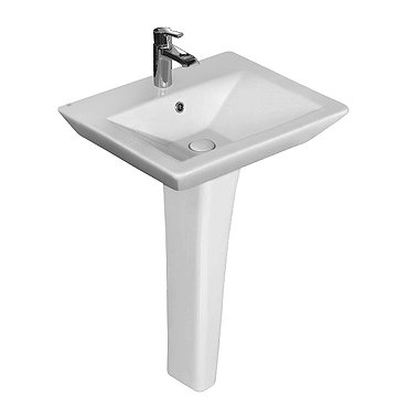 Rak Opulence 58cm His Wash Basin with Full Pedestal - 1TH - White Profile Large Image