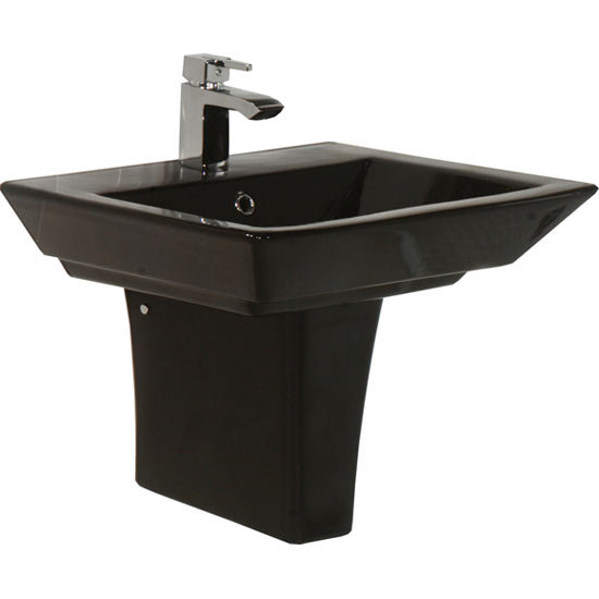 Rak Opulence 58cm His Wash Basin with Half Pedestal - Black Large Image