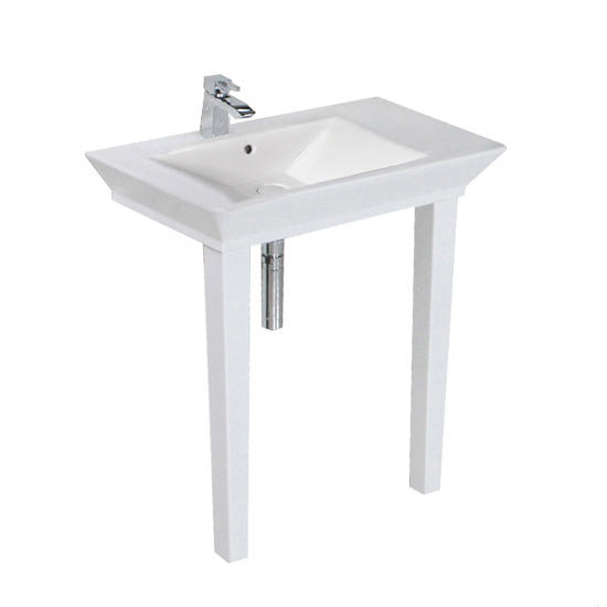 RAK Opulence 80cm His n Hers Wash Basin Set with Porcelain Waste & Legs - White Feature Large Image