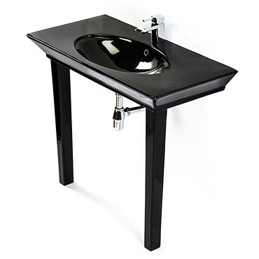 RAK - Opulence 100cm Her Console Basin with Porcelain Waste & Legs - Black Profile Large Image