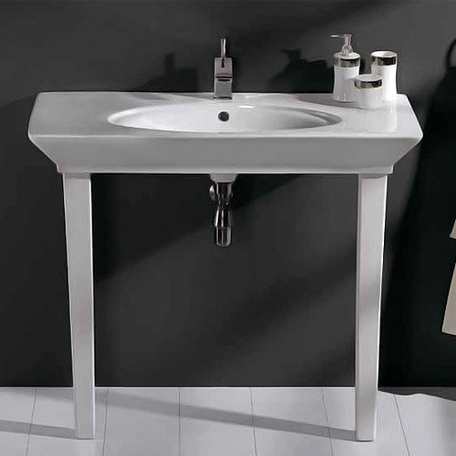 RAK - Opulence 100cm Her Console Basin with Porcelain Waste & Legs - White Large Image