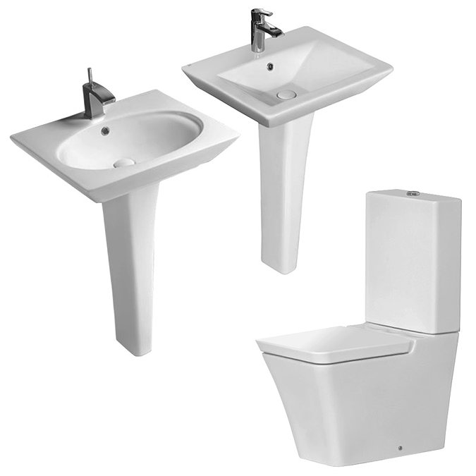 RAK Opulence Toilet with His & Hers 58cm Basin - 1TH - White Large Image