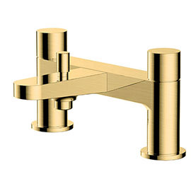 RAK - Petit Round Deck Bath Shower Mixer Brushed Gold - RAKPER3005G  Medium Image