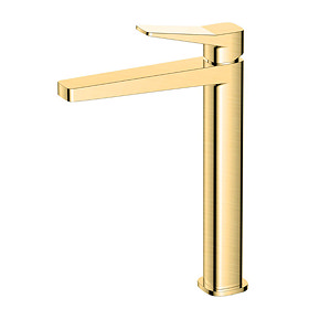 RAK Petit Square Tall Basin Mixer Tap Brushed Gold - RAKPES3003G Large Image