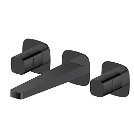 RAK Petit Square Wall Mounted (3TH) Basin Mixer Matt Black - RAKPES3010B Large Image