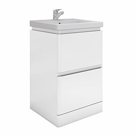 RAK Resort 550mm 2-Drawer Floor Standing Vanity Unit with Basin - Matt White