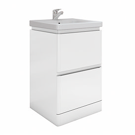 RAK Resort 550mm 2-Drawer Floor Standing Vanity Unit with Basin - Matt White