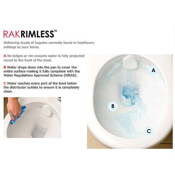 RAK Resort Back to Wall Rimless Pan + Quick Release Soft Close Urea Seat  Profile Large Image