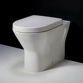 RAK Resort Extended Height Back to Wall Rimless Pan + Quick Release Soft Close Urea Seat