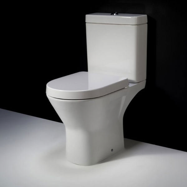RAK Resort Mini Rimless Close Coupled Full Access Toilet + Quick Release Soft Close Urea Seat Large 