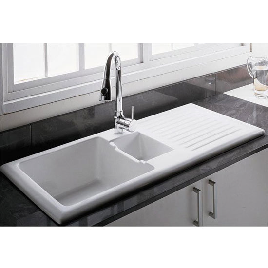 RAK - Rustique Sink 1 - 1.5 Bowl - White - Left or Right Option Profile Large Image