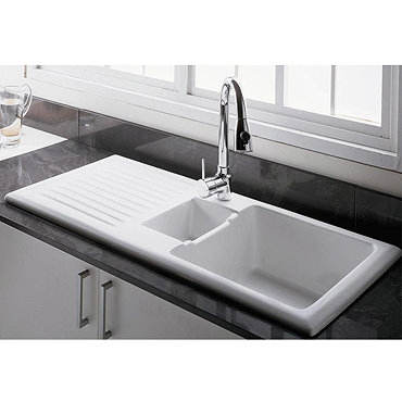 RAK - Rustique Sink 1 - 1.5 Bowl - White - Left or Right Option Profile Large Image
