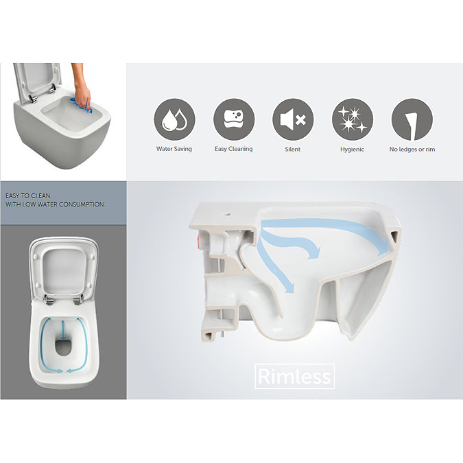 RAK Sensation Rimless Back To Wall Pan + Soft-Close Seat Profile Large Image