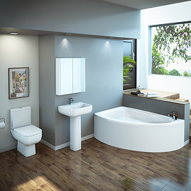 RAK Series 600 Bathroom Suite with Orlando Corner Bath - Left Hand Option Large Image
