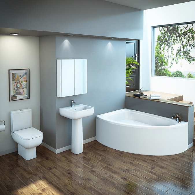 RAK Series 600 Bathroom Suite with Orlando Corner Bath - Left Hand Option Large Image