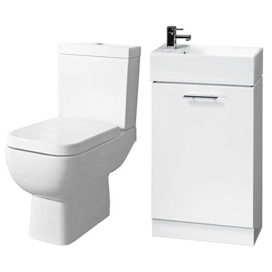 Rak Series 600 Toilet and White Compact Cabinet and Basin Set Large Image