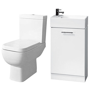 Rak Series 600 Toilet and White Compact Cabinet and Basin Set Profile Large Image