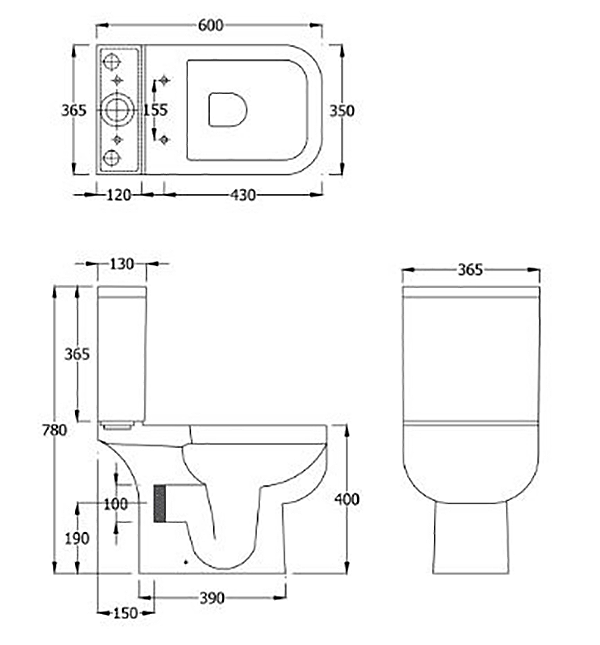 RAK Series 600 WC PAK with Soft Close Seat + 1TH Basin