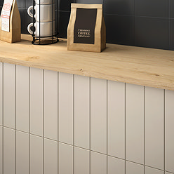 RAK Subway 65 x 260mm Light Beige Matt Flat Edge Wall Tiles Large Image