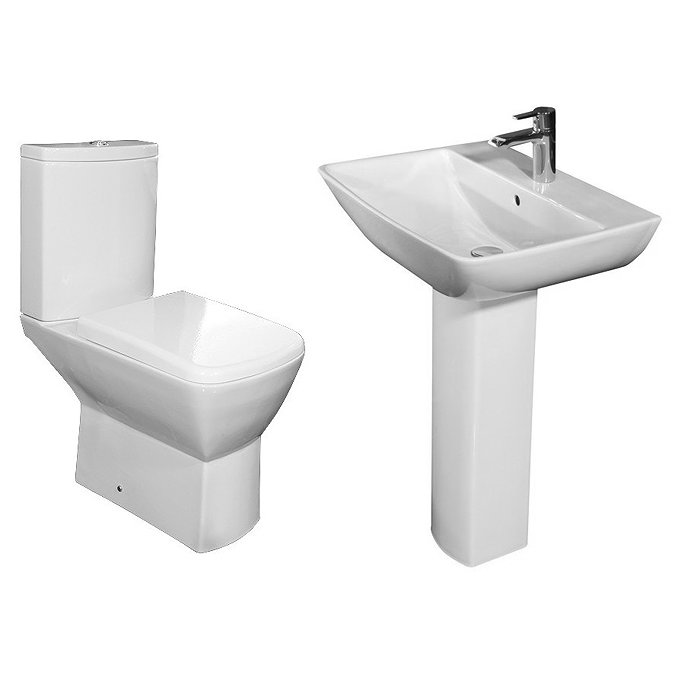 RAK Summit 4 Piece Suite - Close Coupled WC & 60cm Basin 1TH & Pedestal Profile Large Image