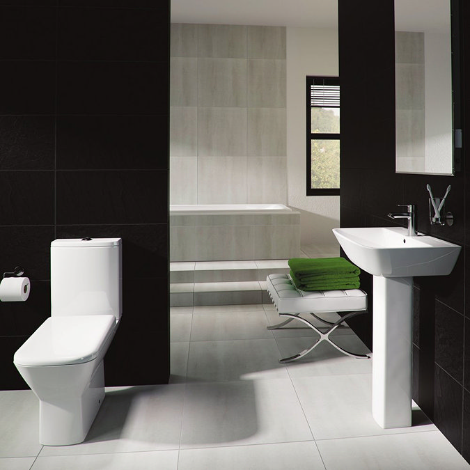 RAK Summit 4 Piece Suite - Close Coupled WC & 60cm Basin 1TH & Pedestal Large Image