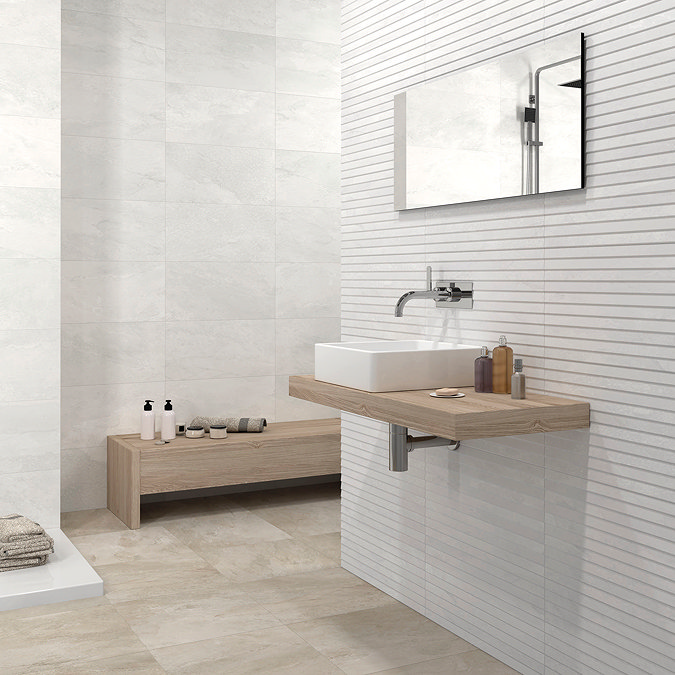 RAK Warwick White Matt Decor Wall Tiles 300 x 600mm