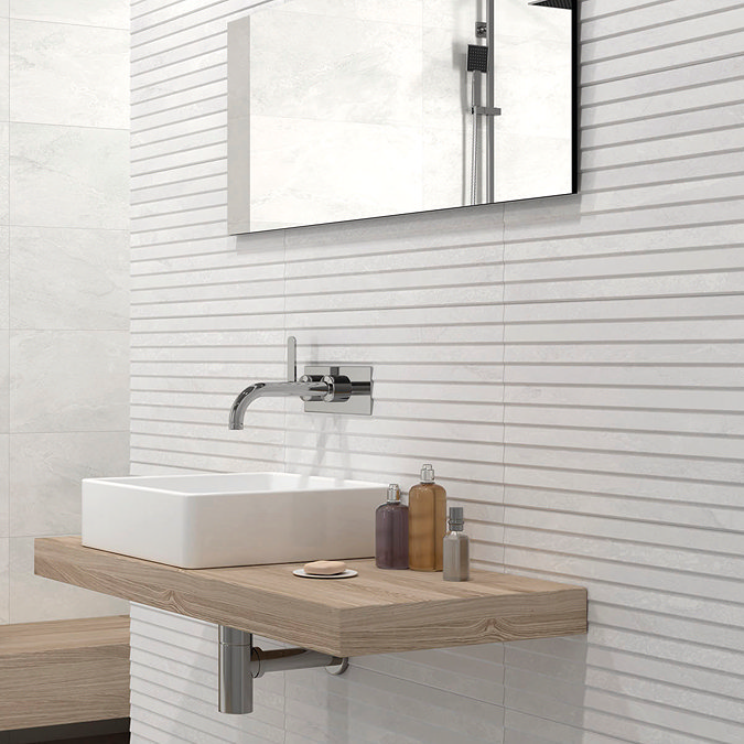 RAK Warwick White Matt Decor Wall Tiles 300 x 600mm