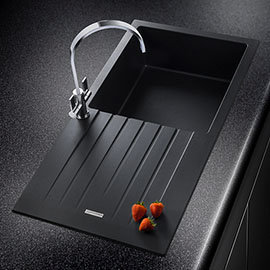 Rangemaster Andesite Ash Black 1.0 Bowl Igneous Granite Kitchen Sink Medium Image