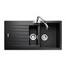Rangemaster Andesite Ash Black 1.5 Bowl Igneous Granite Kitchen Sink  Feature Large Image