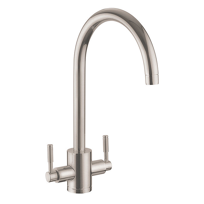 Rangemaster Aquatrend Dual Lever Kitchen Mixer Tap - Brushed Finish Large Image