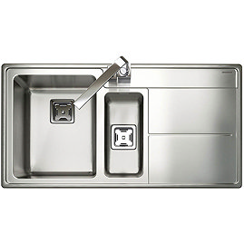 Rangemaster Arlington 1.5 Bowl Stainless Steel Kitchen Sink - Right Hand Large Image
