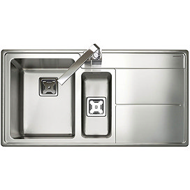Rangemaster Arlington 1.5 Bowl Stainless Steel Kitchen Sink - Right Hand Large Image