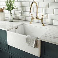 Rangemaster Farmhouse Belfast Ceramic Kitchen Sink Inc. Basket Strainer Waste Large Image