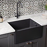 Rangemaster Grange Belfast Matt Black Ceramic Kitchen Sink inc. Basket Strainer Waste Large Image