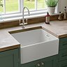 Rangemaster Grange Belfast White Ceramic Kitchen Sink inc. Basket Strainer Waste Large Image