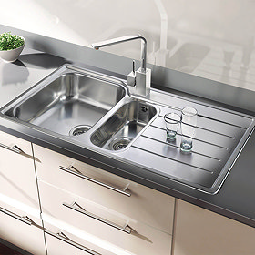 Rangemaster Oakland 1.5 Bowl Stainless Steel Kitchen Sink - Right Hand Large Image