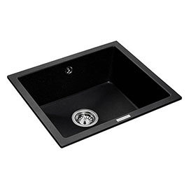 Rangemaster Paragon Undermount Ash Black 1.0 Bowl Igneous Granite Kitchen Sink Medium Image